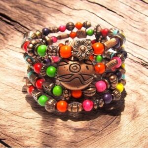 Western Bracelet Copper Cuff Rainbow Handmade Wrap Jewelry